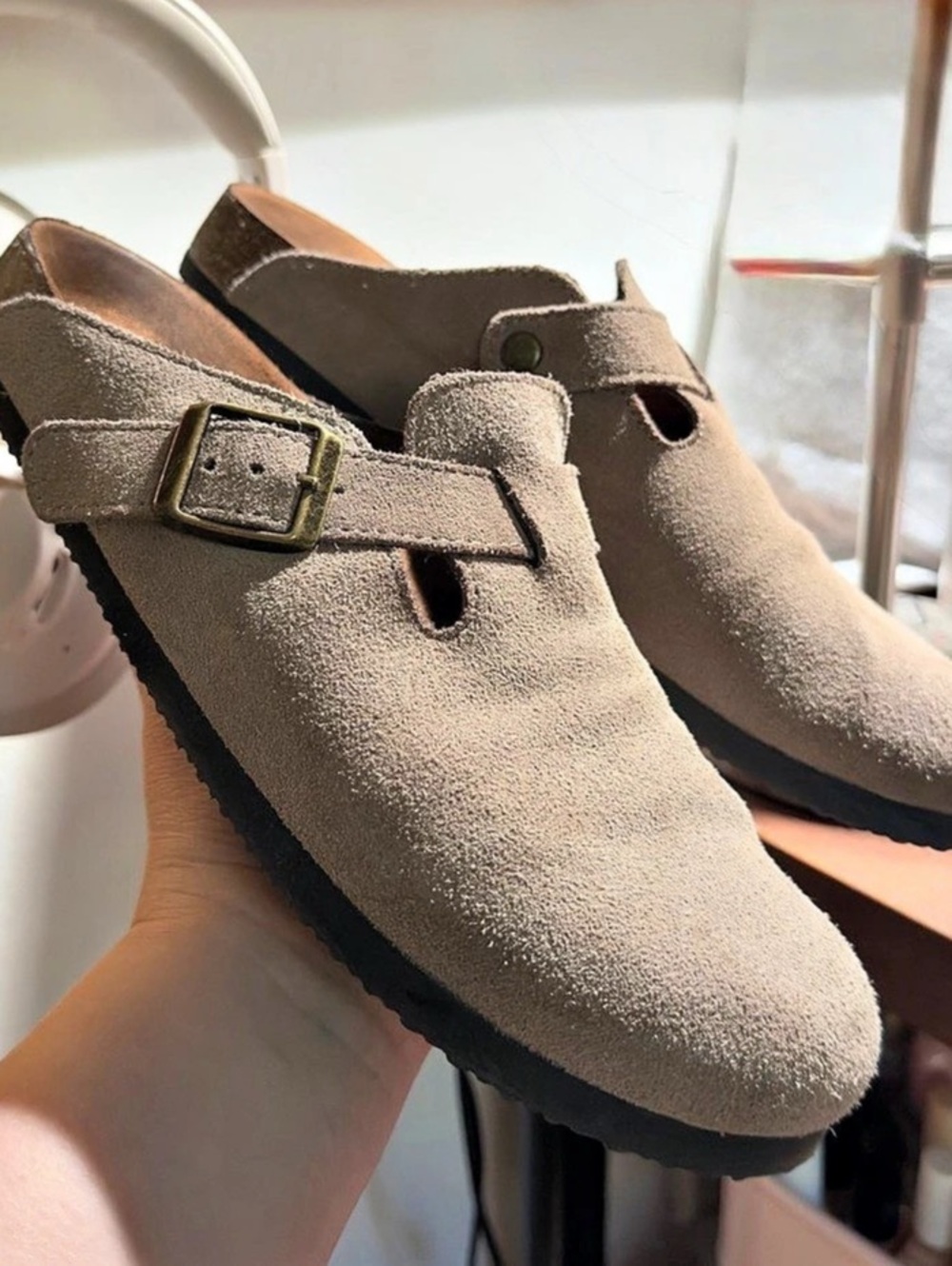 Boston Footbed Clog Taupe 7